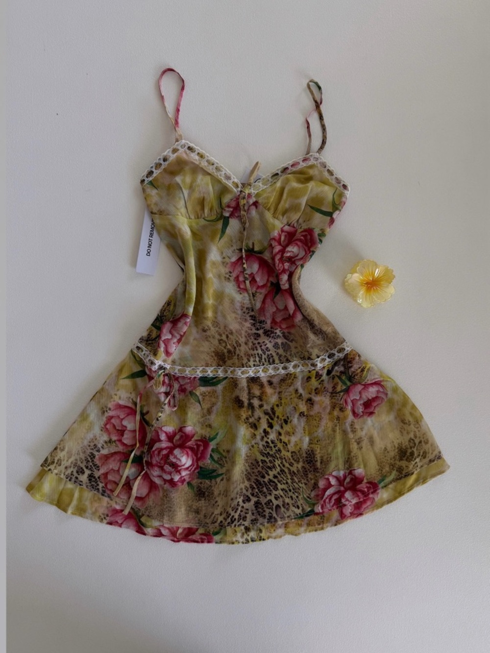 Princess Polly Yellow Floral & Leopard Print Slip Dress - Picture 2 of 7